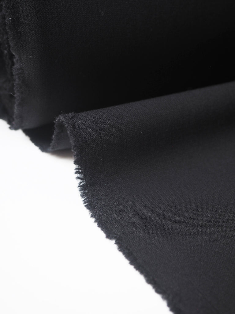 Black Lightweight Stretch Wool Crepe