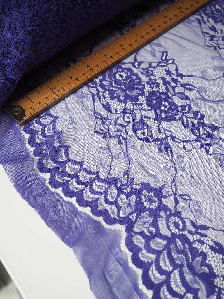 Violet Floral Motif Scallop Lace