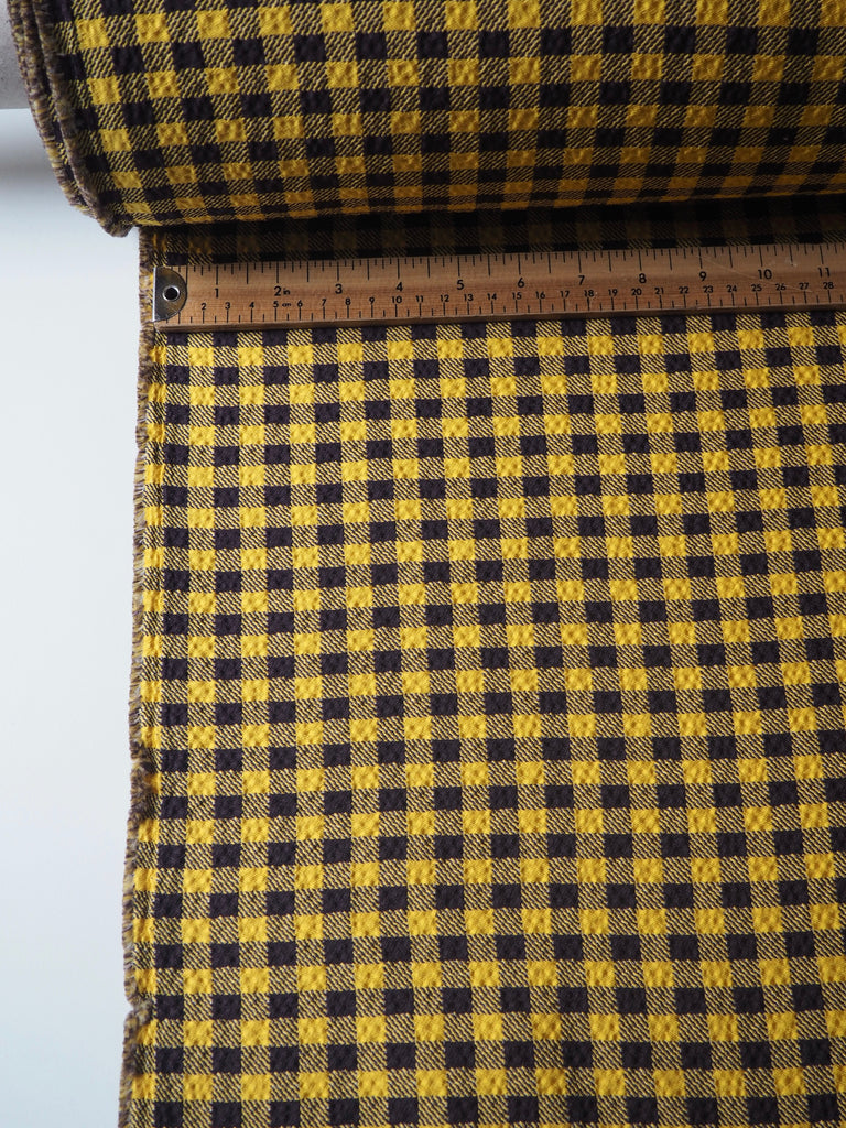 Yellow Gingham Waffled Crepe