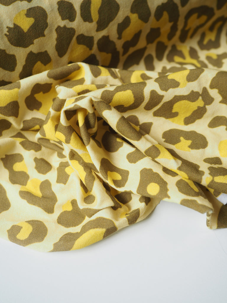 Yellow Leopard Cotton T-shirt Jersey