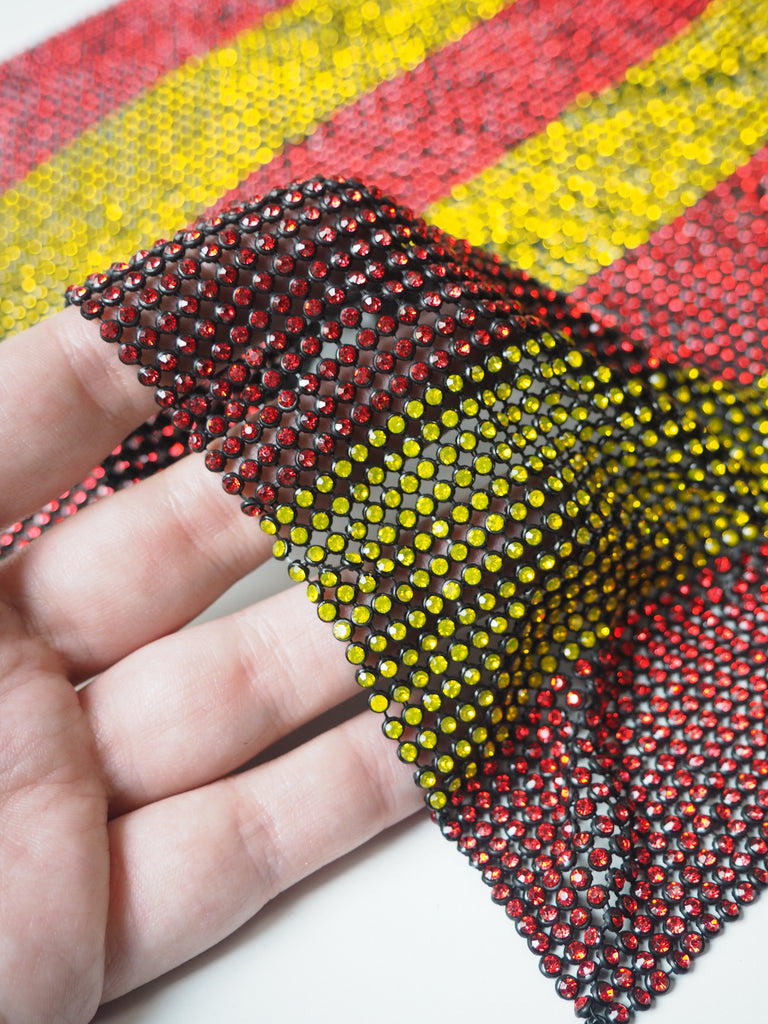 Yellow + Red Stripe Crystal Chainmail