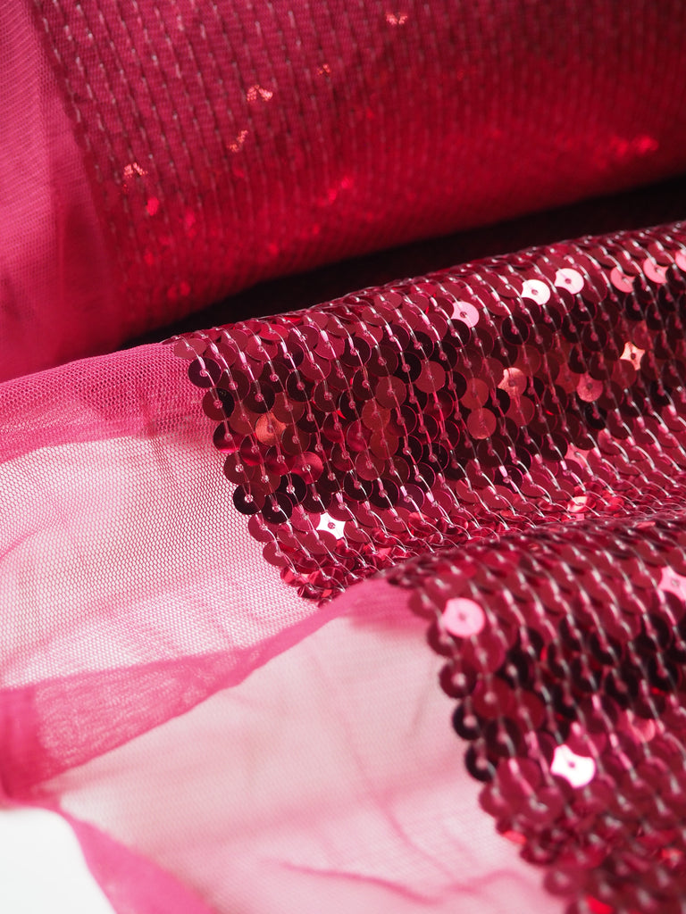 Raspberry Sequin Tulle