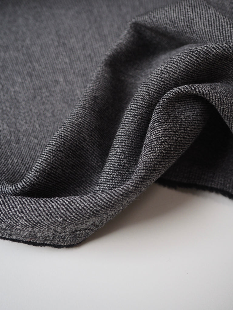 Grey Marl Double Faced Stretch Wool Twill