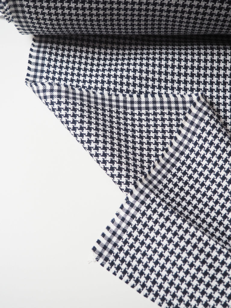 Midnight Houndstooth Cotton Jacquard