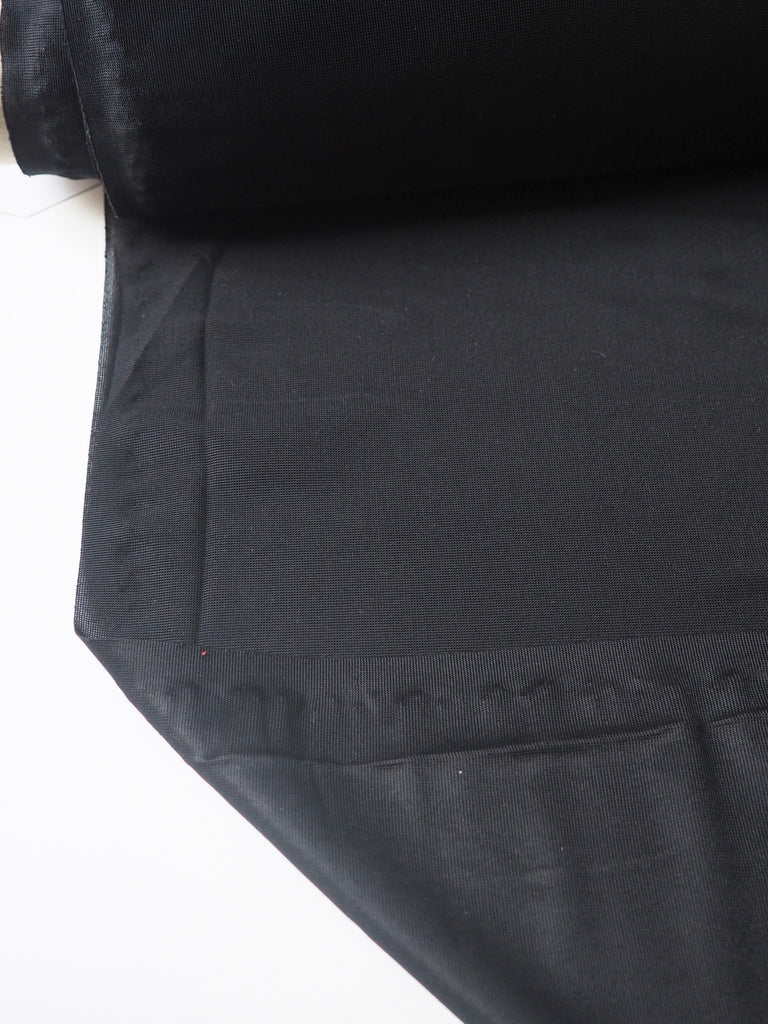 Black Satin Interlock Jersey