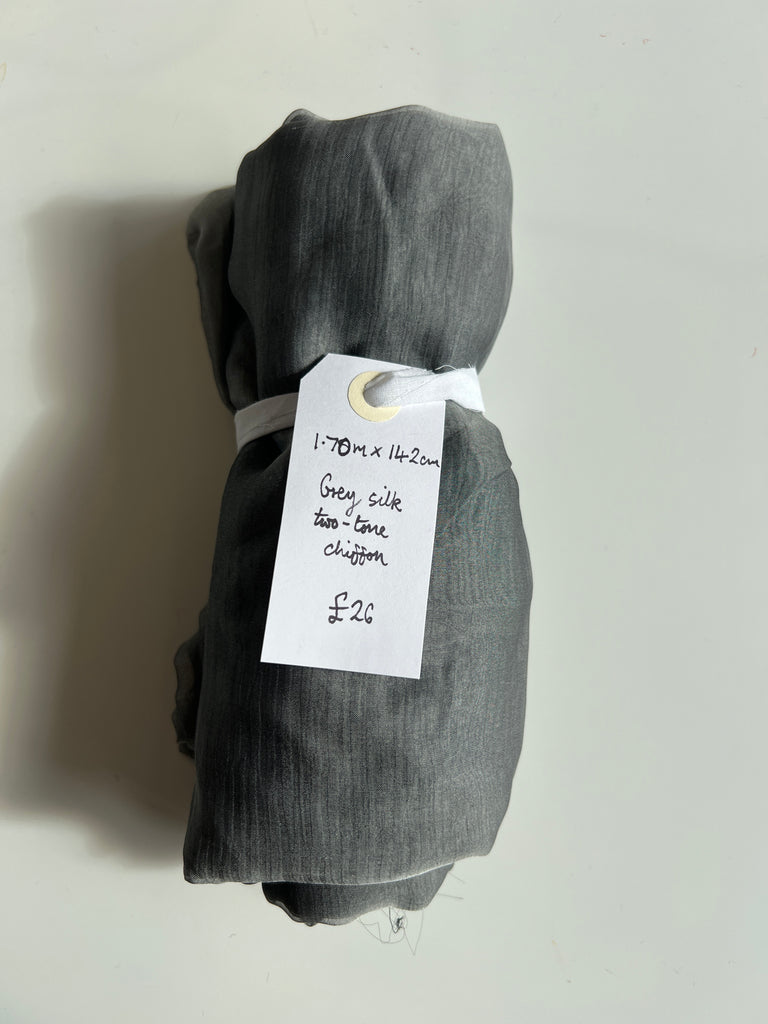 Grey Silk Two-Tone Chiffon Remnant