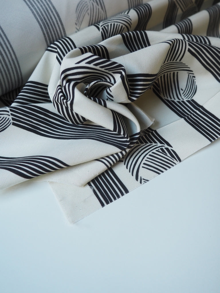 Black Knotted Stripe Viscose Faille