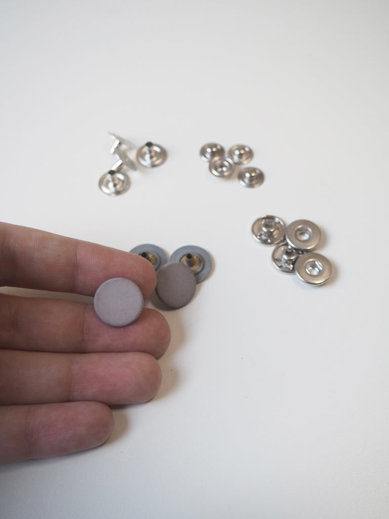 Matte Heather Grey Press Studs 15mm