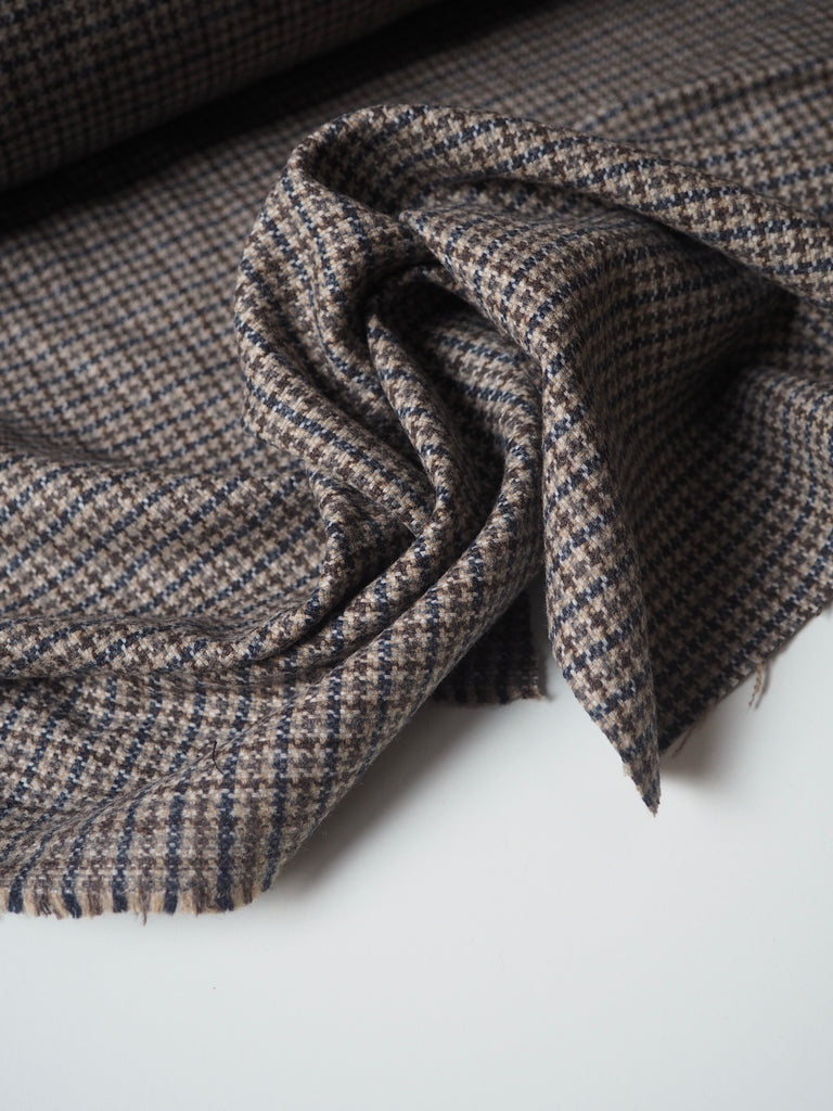 Brown + Blue Check Wool