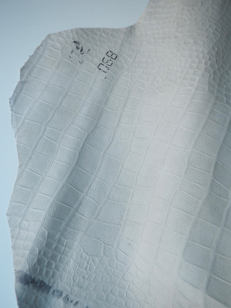 White Embossed Crocodile Calfskin