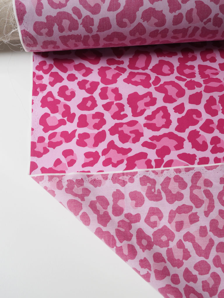 Pink Leopard Light Cotton Poplin