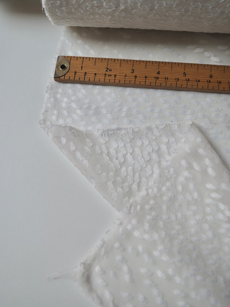 White Spotted Silk Jacquard Chiffon