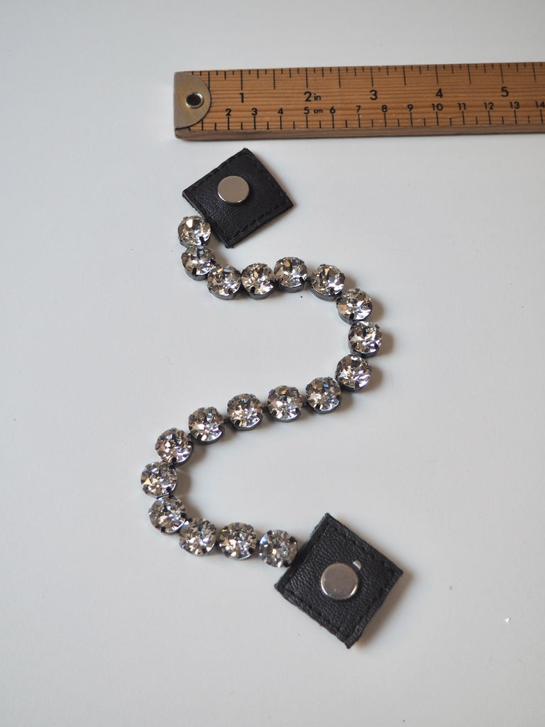 Crystal + Black Leather 1 Strand Accessory