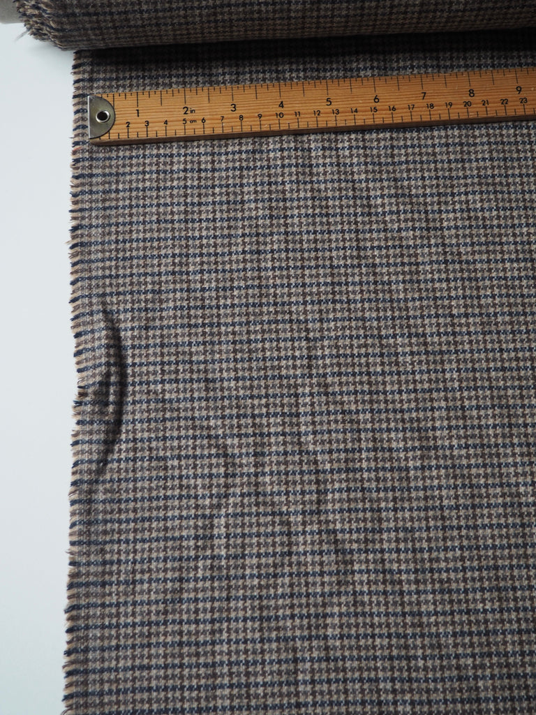 Brown + Blue Check Wool