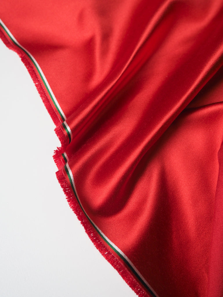 Red Silk Cotton Duchess Satin