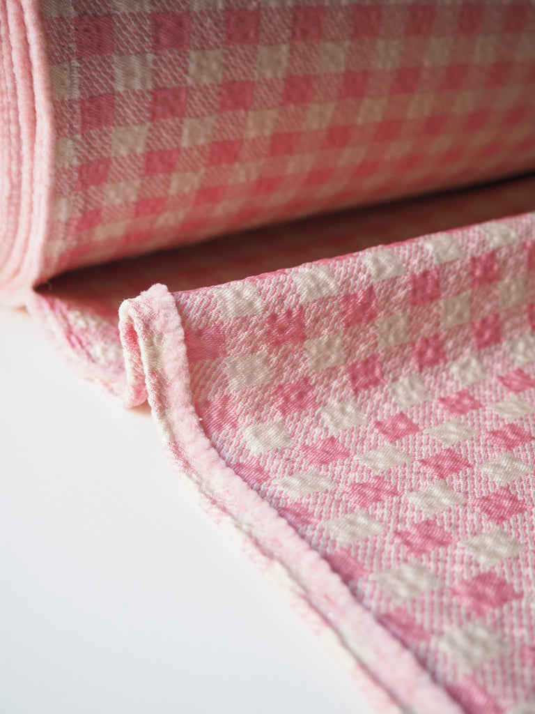 Pink Gingham Waffled Crepe