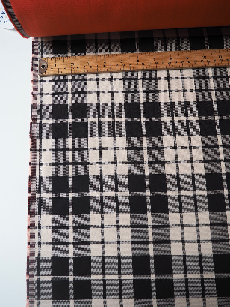 Orange + Check Double Faced Organic Cotton Twill