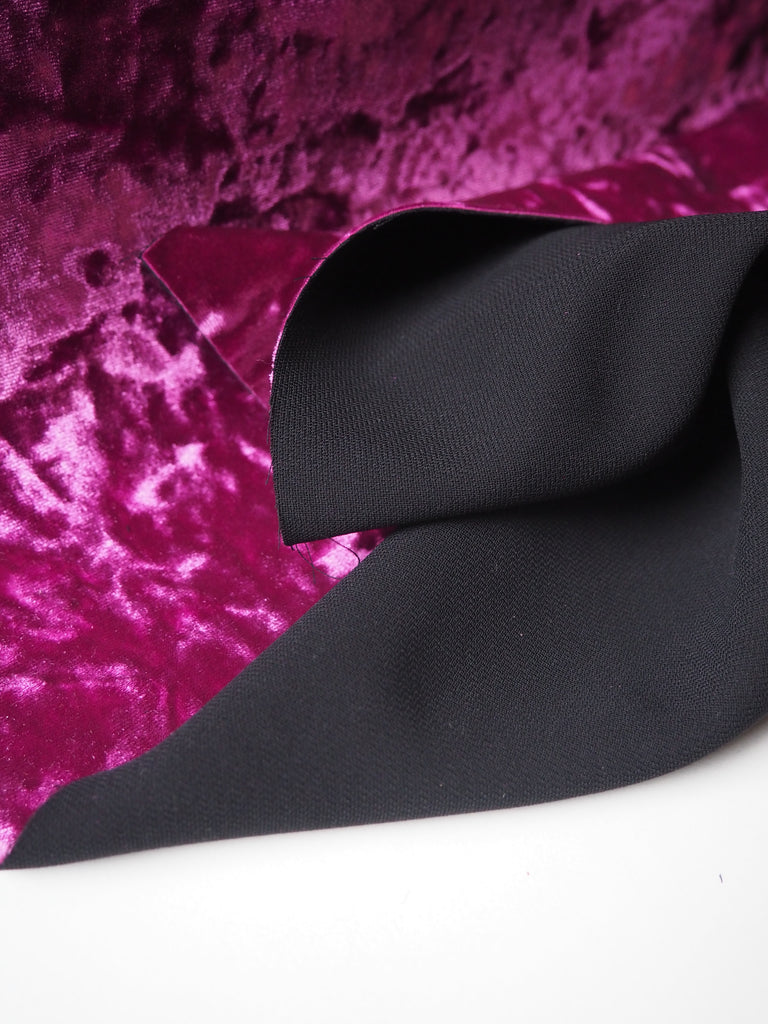 Fuchsia Crepe Bonded Crushed Velvet