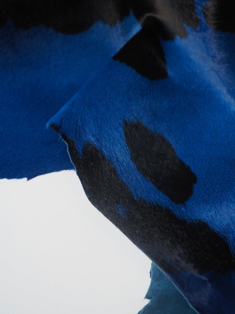 Cobalt + Black Spotted Calfskin Hide