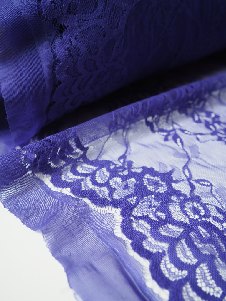 Violet Floral Motif Scallop Lace