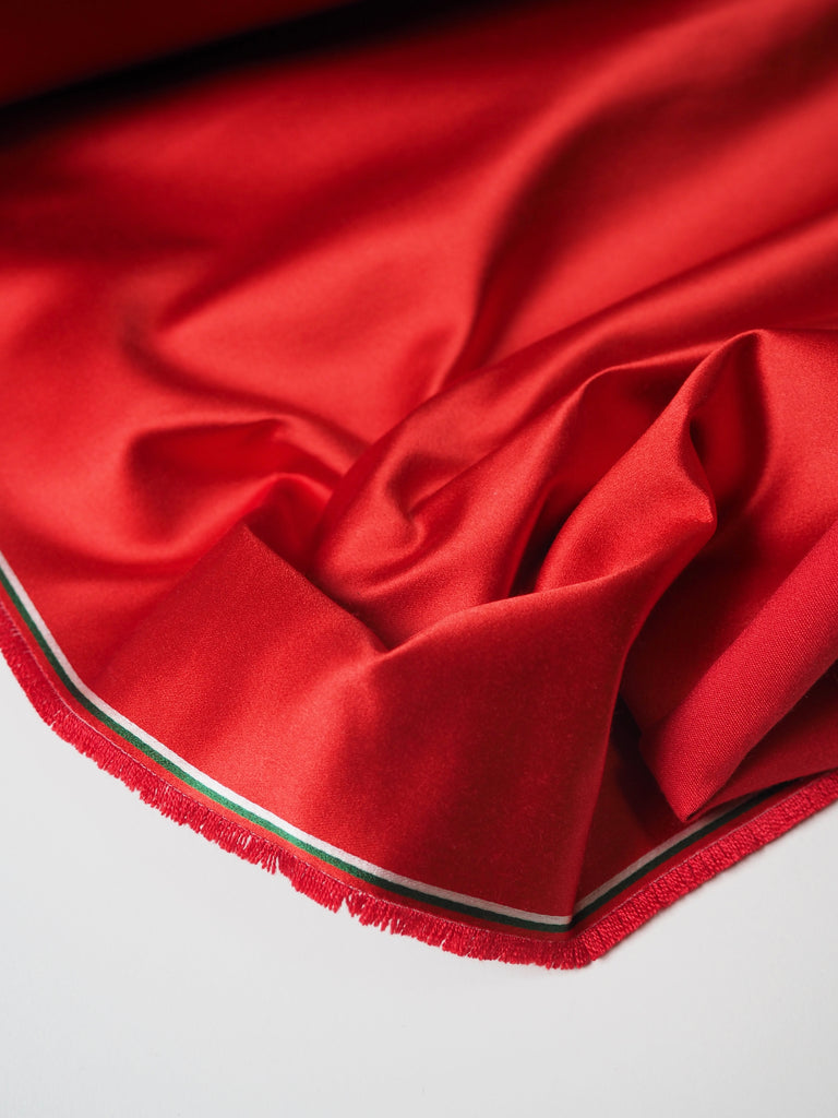 Red Silk Cotton Duchess Satin