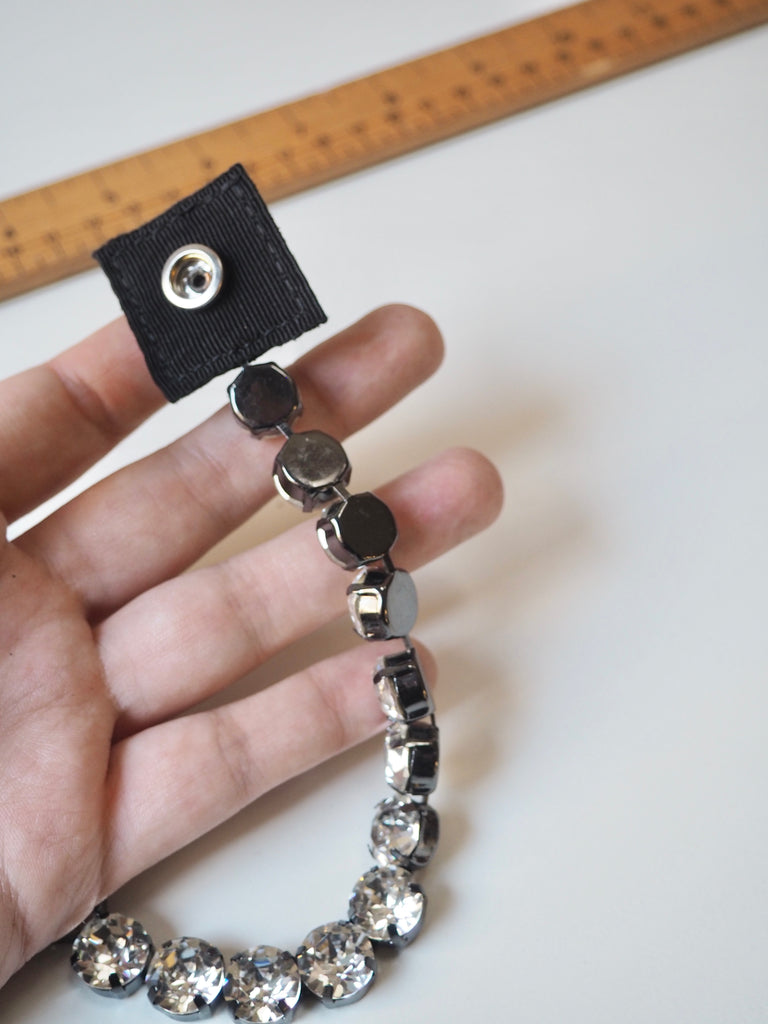 Crystal + Black Leather 1 Strand Accessory
