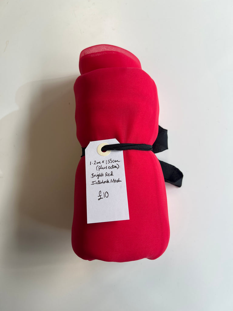 Bright Red Interlock Mesh Remnant