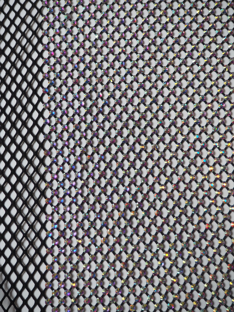 Black Iridescent Crystal Fishnet