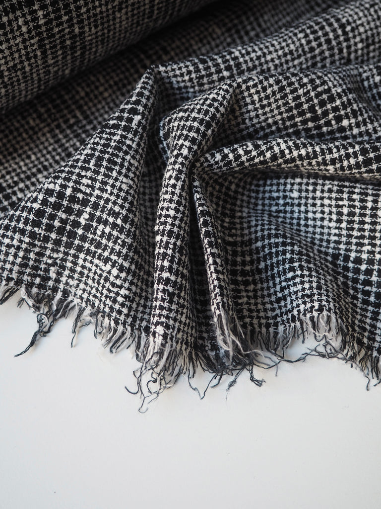 Black + White Check Linen Bouclé