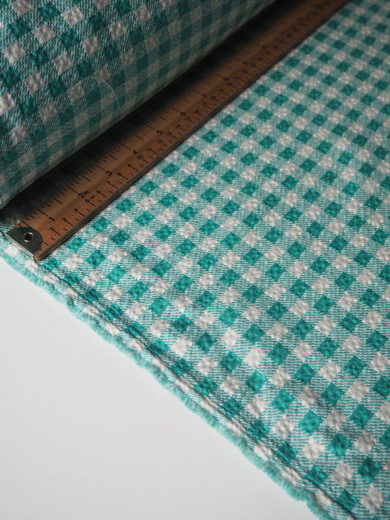 Turquoise Gingham Waffled Crepe