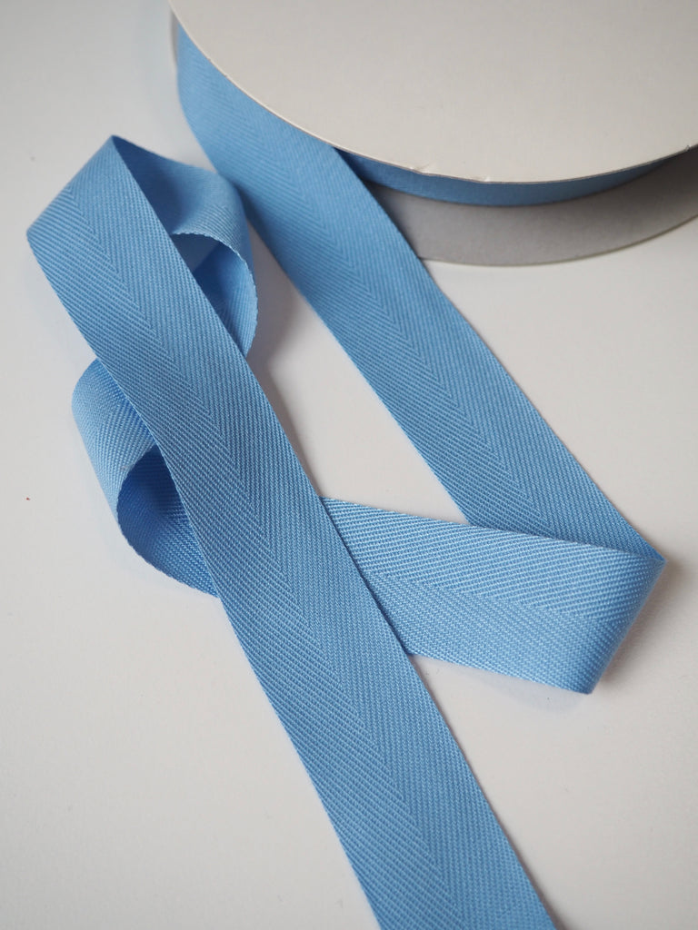 Sky Blue Herringbone Cotton Tape 25mm