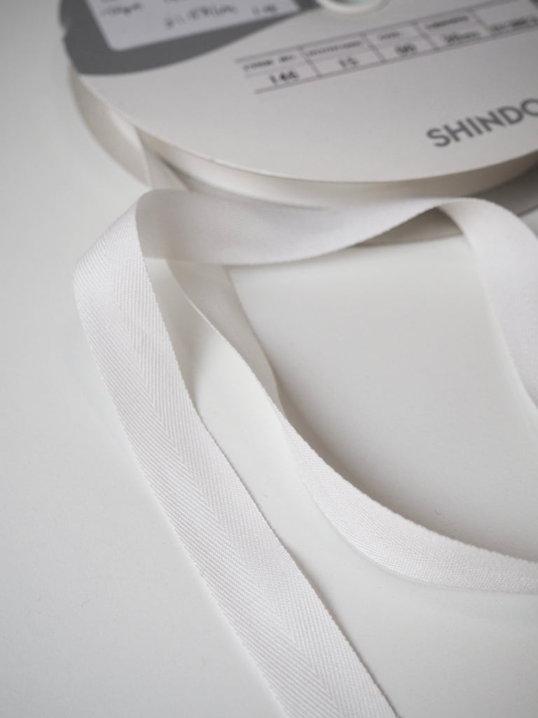 Shindo White Herringbone Cotton Tape 15mm