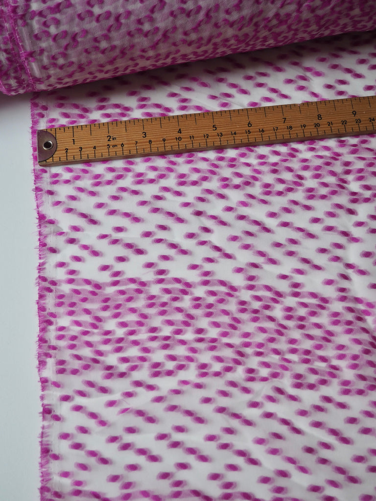 Magenta Spotted Silk Jacquard Chiffon