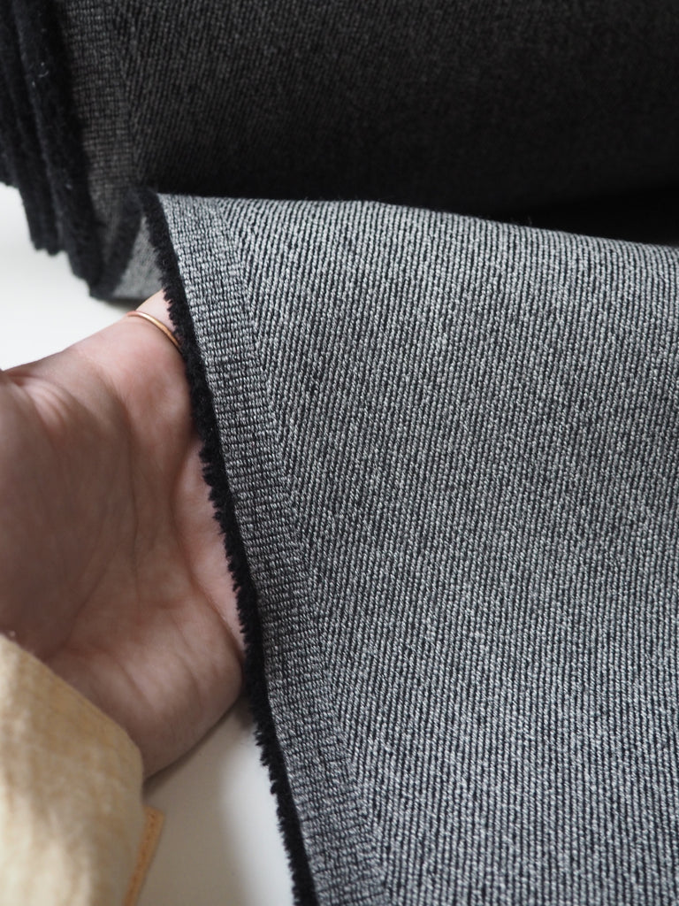 Grey Marl Double Faced Stretch Wool Twill