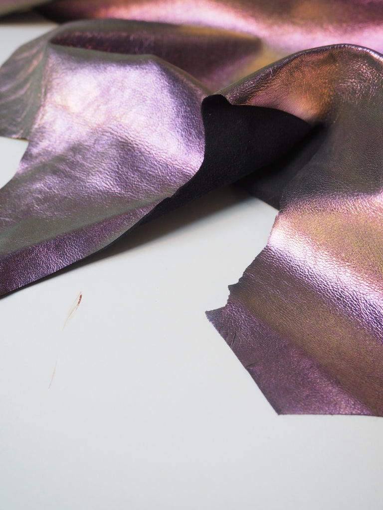 Purple + Green Iridescent Calfskin Hides