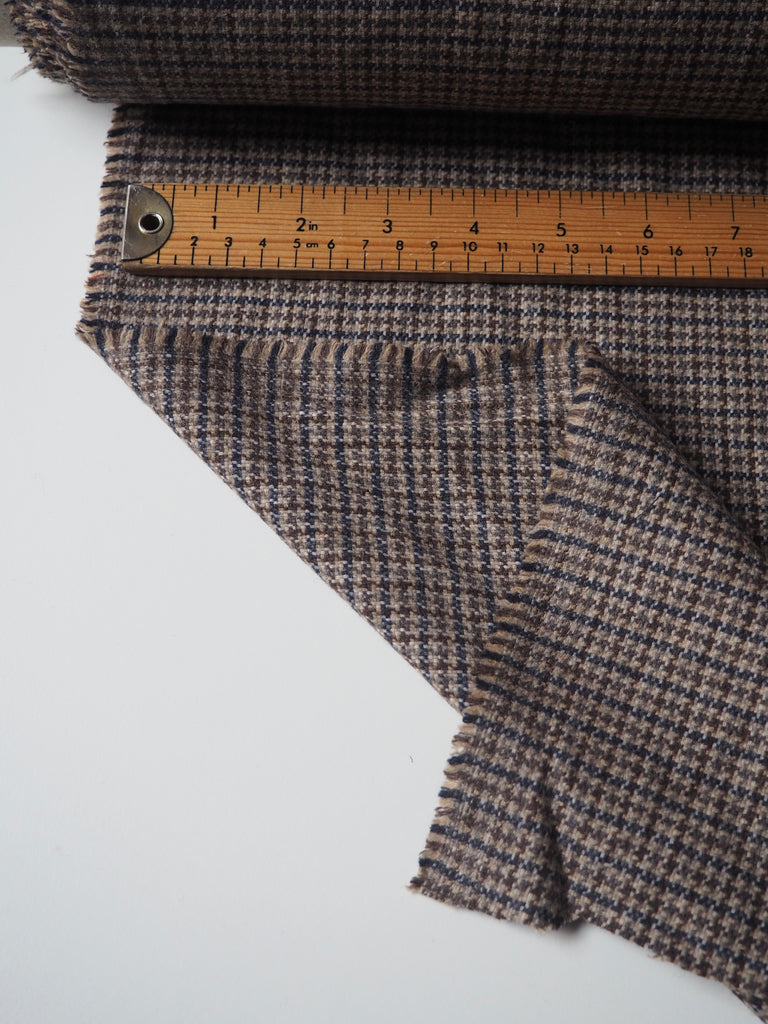 Brown + Blue Check Wool
