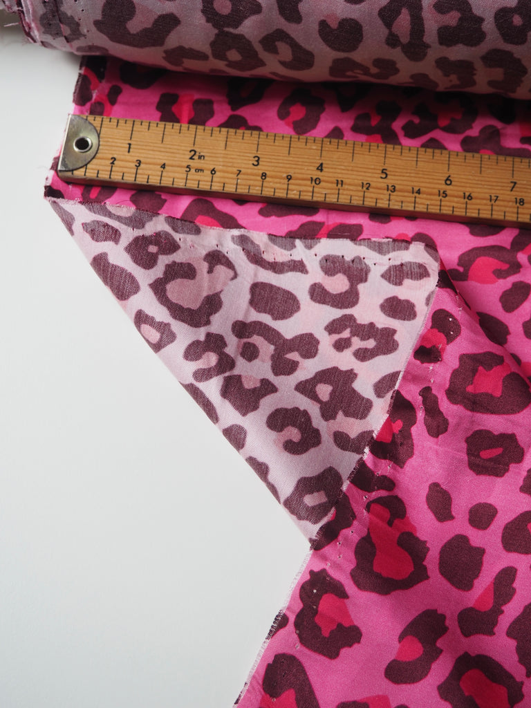 Pink Leopard Viscose Satin