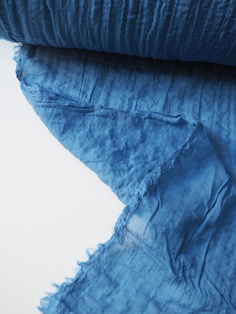 Porcelain Blue Crinkle Viscose Voile