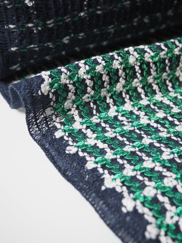 Green + White Loose Weave Tweed