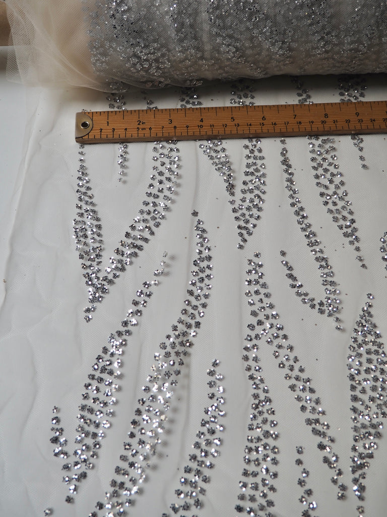 Ivory + Silver Zebra Glitter Tulle