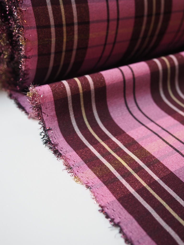 Metallic Pink Check Taffeta