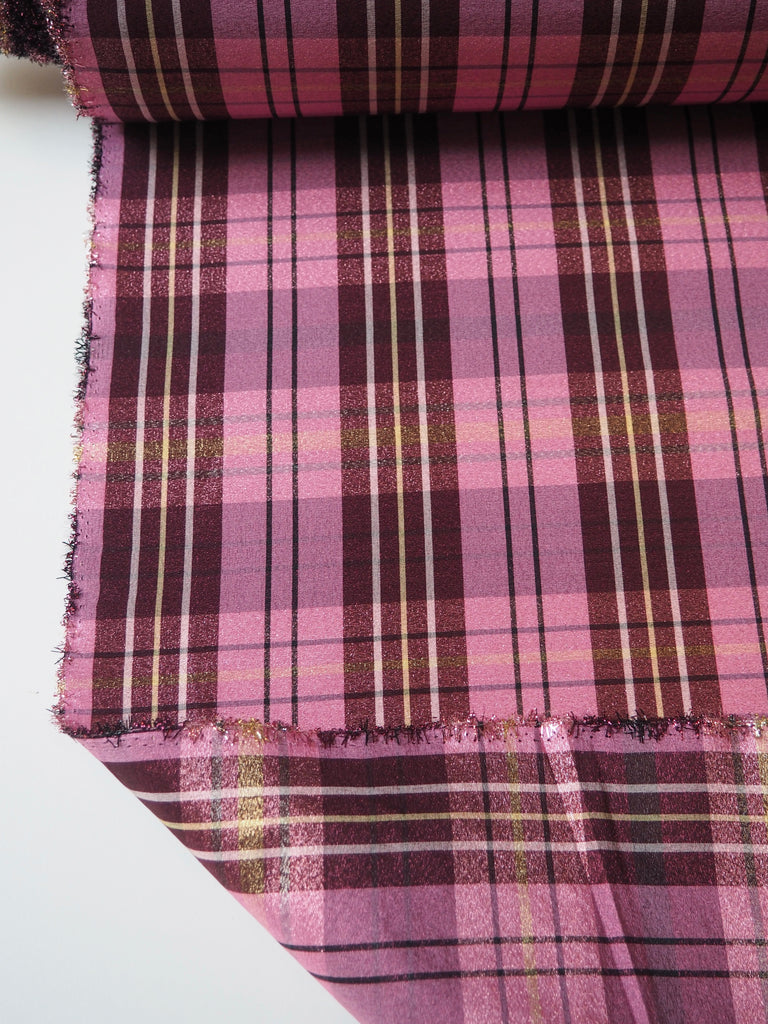 Metallic Pink Check Taffeta