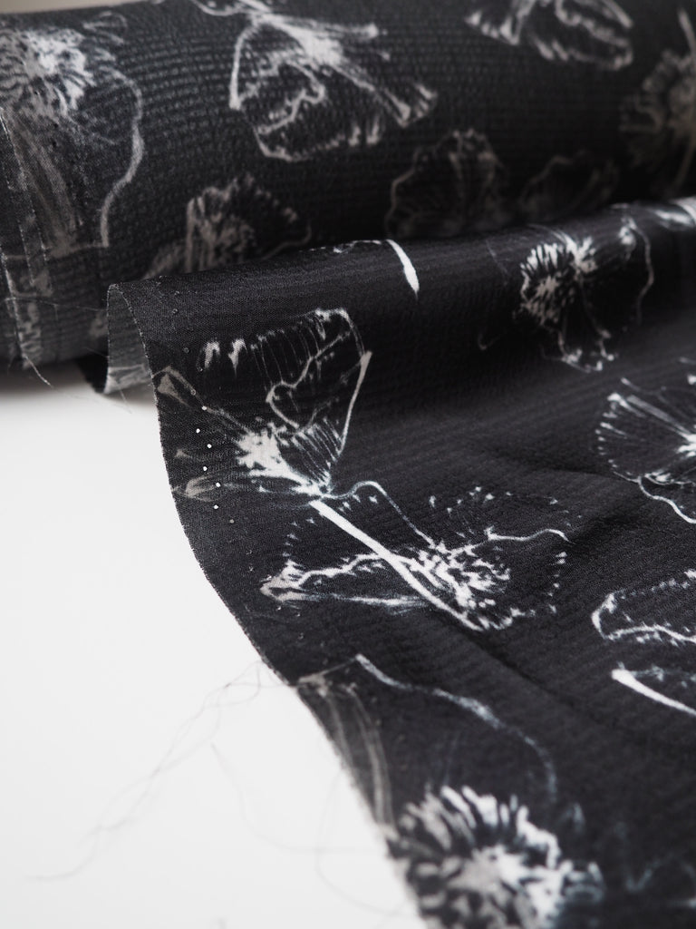 Black + White Tulip Hammered Viscose Satin