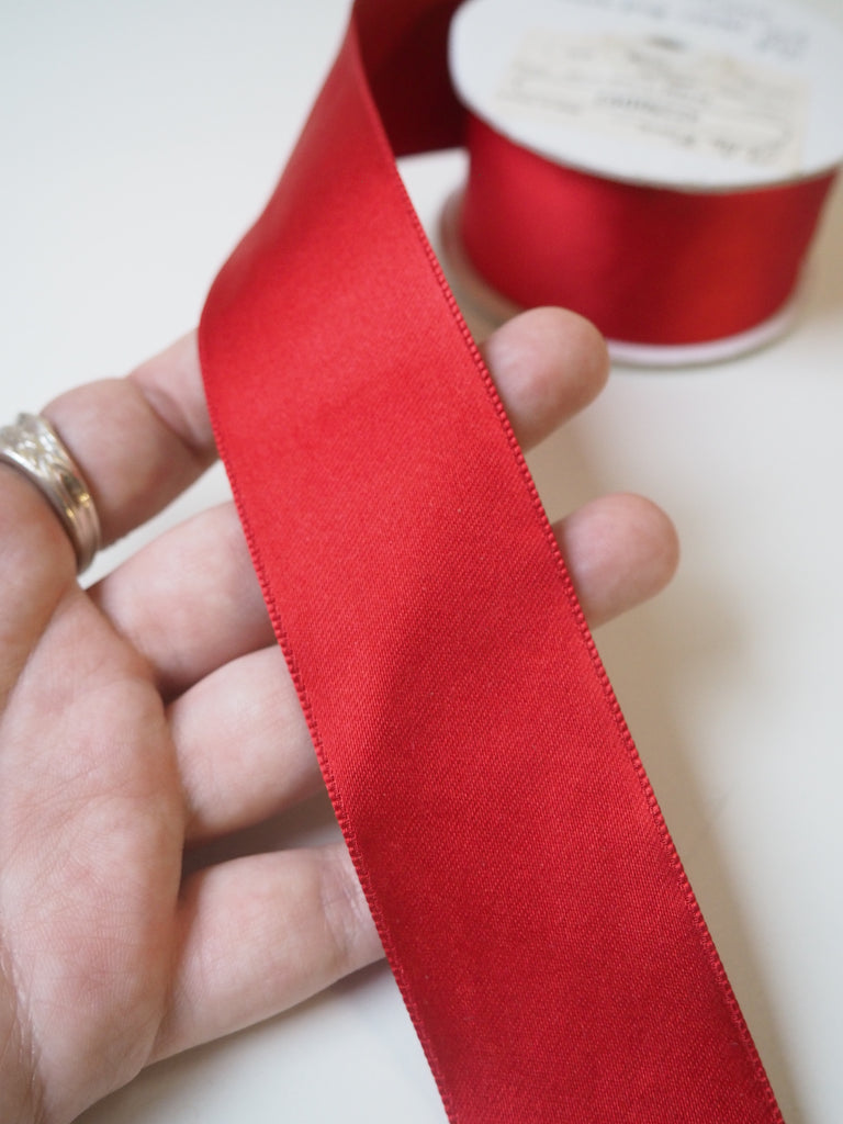 Red Silk Double Faced Satin Ribbon 39mm