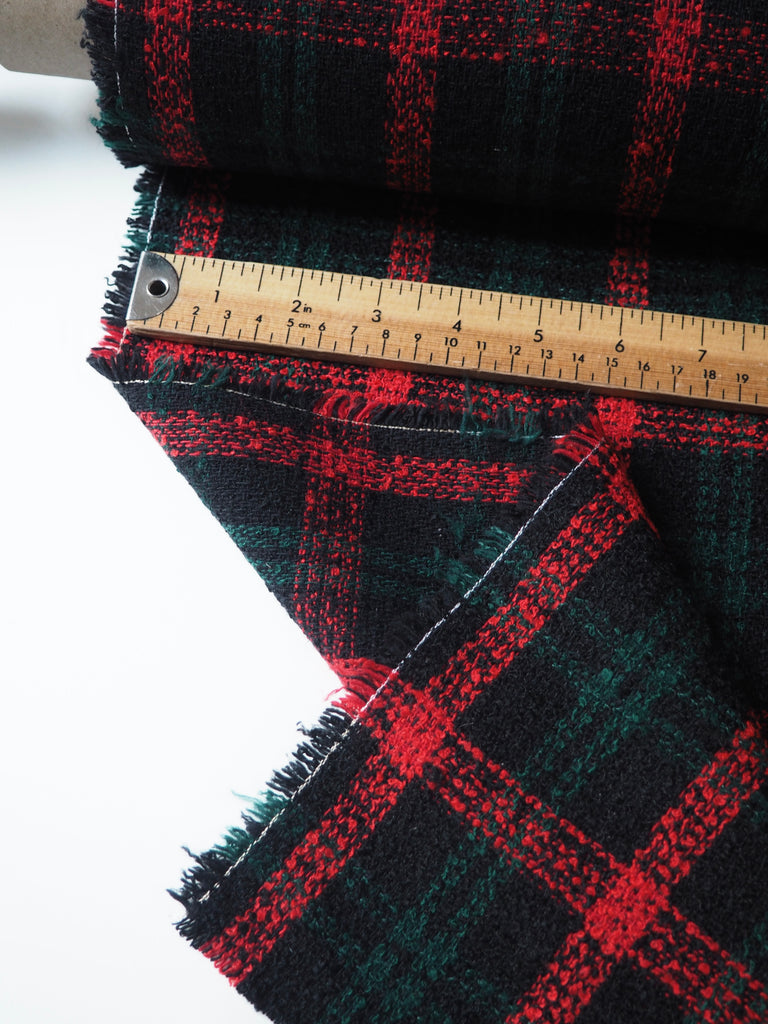 Red + Green Check Wool Blend Tweed