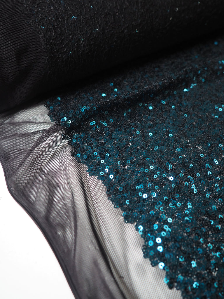 Bright Blue Sequin Stretch Mesh