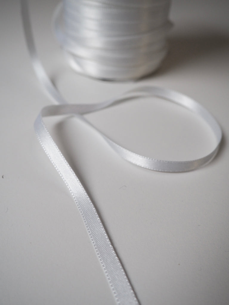 White Double Faced Satin Ribbon 6mm