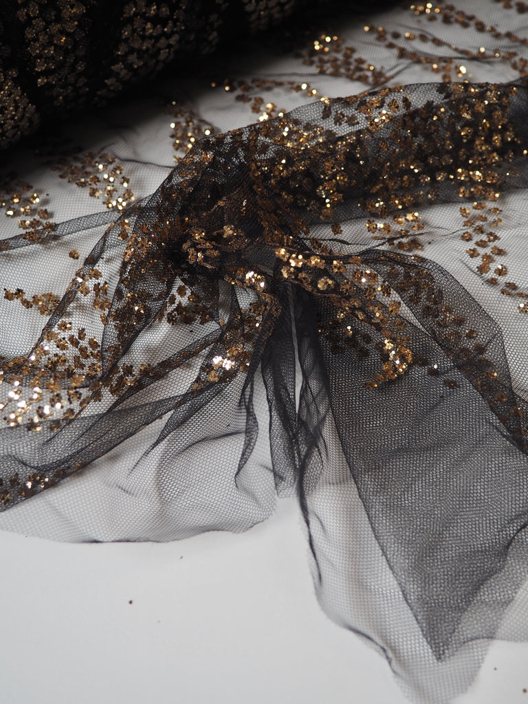 Black + Gold Zebra Glitter Tulle
