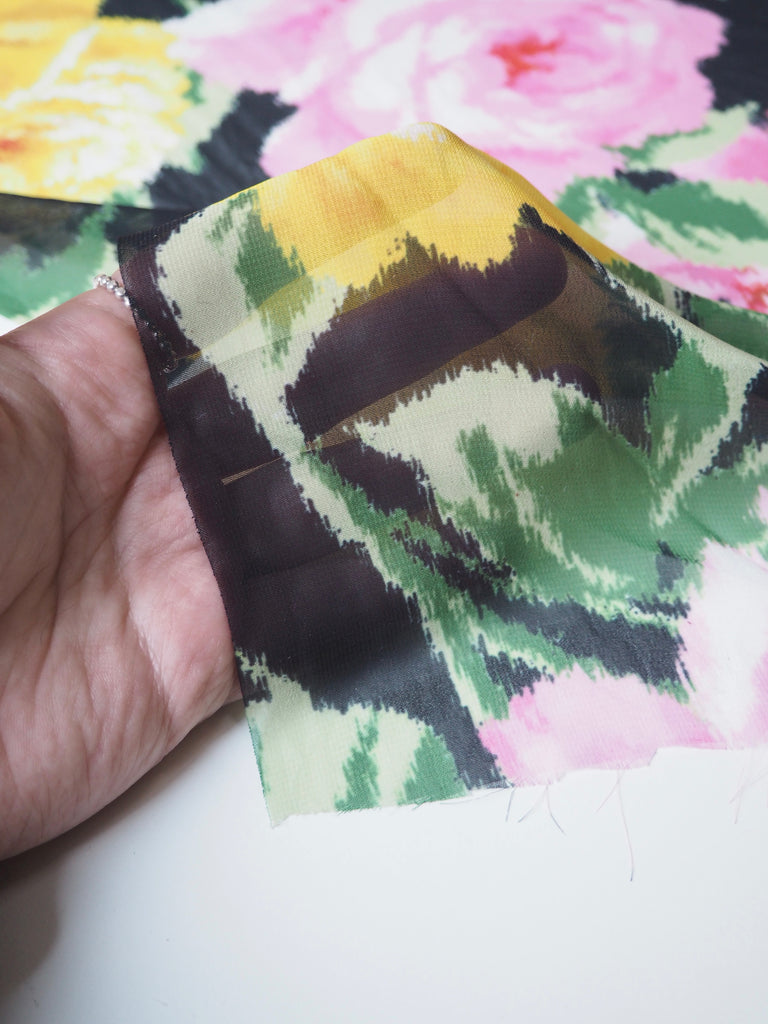 Pink + Yellow Rose Warped Chiffon