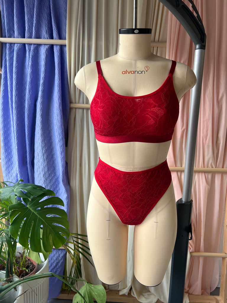 Crimson Carnation Stretch Lace